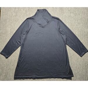 ISAAC MIZRAHI LIVE Blouse Womens XL Blue Turtleneck Long Sleeve Pullover Top